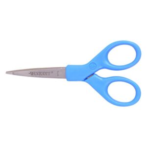 wescott all purpose preferred stainless steel scissors, 5″, blue