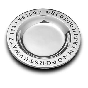 wilton armetale alphabet round serving plate, 9-inch