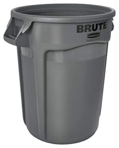 rubbermaid commercial products brute heavy-duty trash/garbage can, 32-gallon, gray, waste container home/garage/mall/office/stadium/bathroom