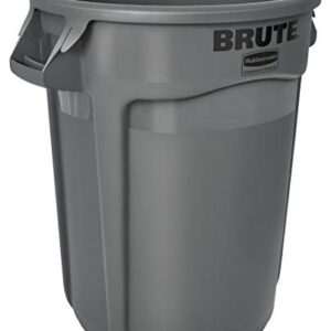 Rubbermaid Commercial Products BRUTE Heavy-Duty Trash/Garbage Can, 32-Gallon, Gray, Waste Container Home/Garage/Mall/Office/Stadium/Bathroom