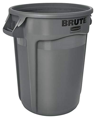 Rubbermaid Commercial Products BRUTE Heavy-Duty Trash/Garbage Can, 32-Gallon, Gray, Waste Container Home/Garage/Mall/Office/Stadium/Bathroom