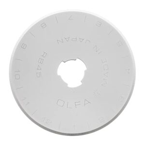 olfa 45mm rotary cutter replacement blade, 1 blade (rb45-1) – tungsten steel circular rotary fabric cutter blade for crafts, sewing, quilting, fits most 45mm rotary cutters