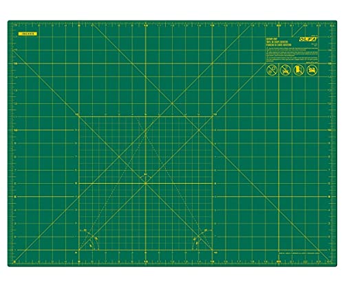 OLFA 18" x 24" Self Healing Rotary Cutting Mat (RM-SG) - Double Sided 18x24 Inch Cutting Mat with Grid for Quilting, Sewing, Fabric, & Crafts, Designed for Use with Rotary Cutters (Green)