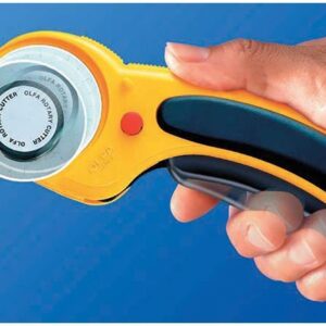 OLFA 45mm Ergonomic Rotary Cutter (RTY-2/DX) - Rotary Fabric Cutter w/ Blade Cover & Squeeze Trigger for Quilting, Sewing, Crafts, Replacement Blade: OLFA RB45-1H
