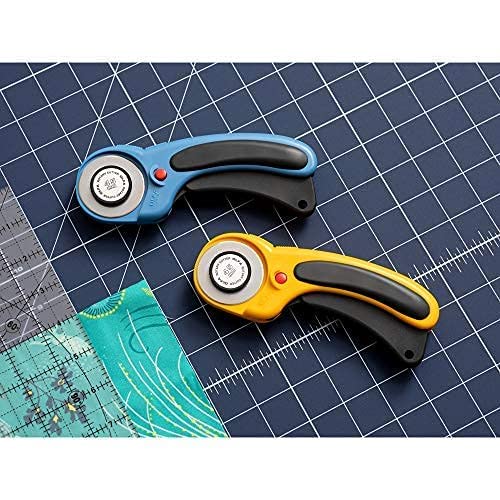 OLFA 45mm Ergonomic Rotary Cutter (RTY-2/DX) - Rotary Fabric Cutter w/ Blade Cover & Squeeze Trigger for Quilting, Sewing, Crafts, Replacement Blade: OLFA RB45-1H