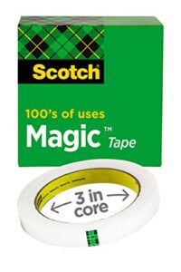 scotch magic tape, 1 refill roll, 1 x 2592 inches, 3 inch core, boxed (810)