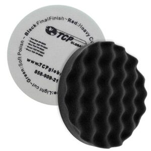 tcp global 8″ black waffle extra fine foam finishing grip pad final buff polish wax – hook & loop