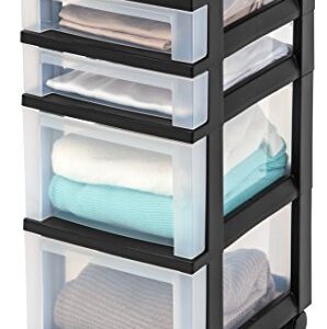 IRIS 4-Drawer Rolling Storage Cart with Organizer Top, Black