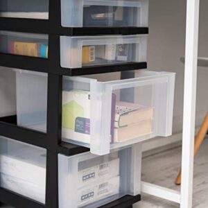 IRIS 4-Drawer Rolling Storage Cart with Organizer Top, Black