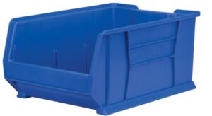 akro-mils 30289 super-size akrobin heavy duty stackable storage bin plastic container, (24-inch l x 18-inch w x 12-inch h), blue, (1-pack)