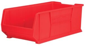 akro-mils 30293 super-size akrobin heavy duty stackable storage bin plastic container, (30-inch l x 16-inch w x 11-inch h), red, (1-pack)