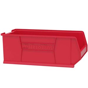 Akro-Mils 30293 Super-Size AkroBin Heavy Duty Stackable Storage Bin Plastic Container, (30-Inch L x 16-Inch W x 11-Inch H), Red, (1-Pack)