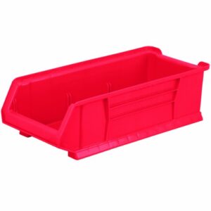 akro-mils 30286 super-size akrobin heavy duty stackable storage bin plastic container, (24-inch l x 11-inch w x 7-inch h), red, (4-pack)