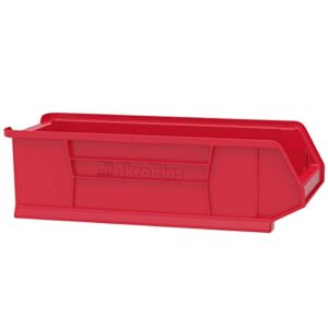 Akro-Mils 30286 Super-Size AkroBin Heavy Duty Stackable Storage Bin Plastic Container, (24-Inch L x 11-Inch W x 7-Inch H), Red, (4-Pack)