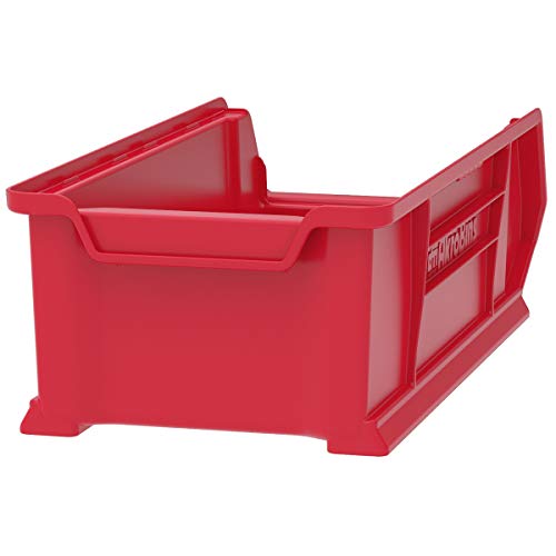 Akro-Mils 30286 Super-Size AkroBin Heavy Duty Stackable Storage Bin Plastic Container, (24-Inch L x 11-Inch W x 7-Inch H), Red, (4-Pack)