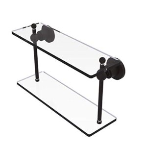 allied brass ap-2/16 astor place collection 16 inch two tiered glass shelf, oil rubbed bronze
