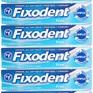 Fixodent Complete Free Denture Adhesive Cream 2.4 Oz (Pack of 6)