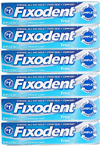 Fixodent Complete Free Denture Adhesive Cream 2.4 Oz (Pack of 6)