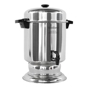 west bend 13550 coffee urn commercial polished stainless steel features automatic temperature control large capacity with fast brewing and easy clean up, 55-cup, silver