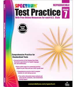 spectrum test practice 7th grade workbooks all subjects, math, language arts, and reading comprehension grade 7 reproducible book, vocabulary, writing, and math practice for standardized tests