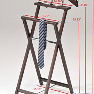King's Brand Furniture-Oliver Foldable Wood Suit Valet Rack Stand Organizer, Walnut