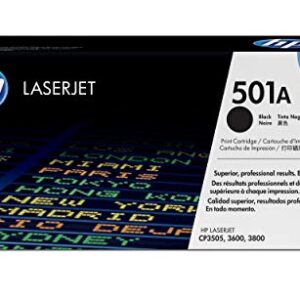 Original HP 501A Black Toner Cartridge | Works with HP Color LaserJet 3600, 3800, CP3505 Series | Q6470A