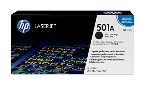 Original HP 501A Black Toner Cartridge | Works with HP Color LaserJet 3600, 3800, CP3505 Series | Q6470A