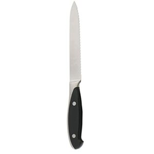 HENCKELS Forged Synergy Serrated Utility Knife, 5-inch, Black/Stainless Steel