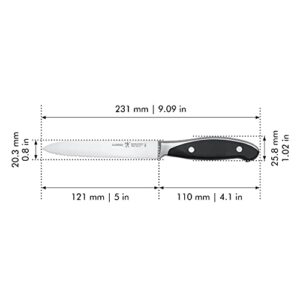 HENCKELS Forged Synergy Serrated Utility Knife, 5-inch, Black/Stainless Steel