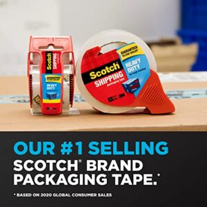 Scotch Heavy Duty Packaging Tape, 1.88" x 54.6 yd, Designed for Packing, Shipping and Mailing, Strong Seal on All Box Types, 3" Core, Clear, 2 Rolls w/Dispenser (3850-2ST)