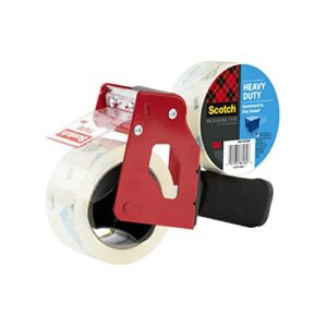 Scotch Heavy Duty Packaging Tape, 1.88" x 54.6 yd, Designed for Packing, Shipping and Mailing, Strong Seal on All Box Types, 3" Core, Clear, 2 Rolls w/Dispenser (3850-2ST)