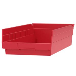 Akro-Mils 30158 Plastic Nesting Shelf Bin Box, (18-Inch x 8-Inch x 4-Inch), Red, (12-Pack)