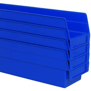 Akro-Mils 30128 Plastic Nesting Shelf Bin Box, (18-Inch x 4-Inch x 4-Inch), Blue, (12-Pack)