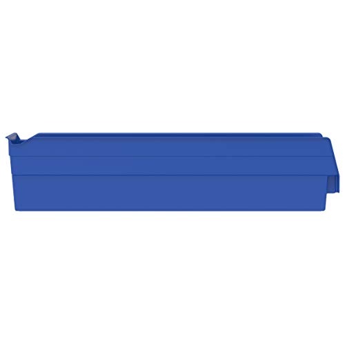 Akro-Mils 30128 Plastic Nesting Shelf Bin Box, (18-Inch x 4-Inch x 4-Inch), Blue, (12-Pack)