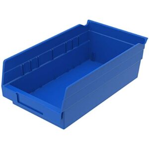 akro-mils 30130 plastic nesting shelf bin box, (12-inch x 6-1/2-inch x 4-inch), blue, (12-pack)