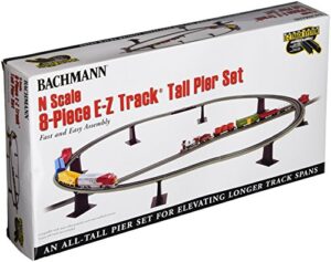 bachmann trains – snap-fit e-z track 8 pc. e-z track tall pier set – nickel silver rail with grey roadbed – n scale