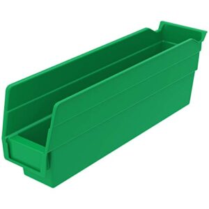 akro-mils 30110 plastic nesting shelf bin box, (12-inch x 3-inch x 4-inch), green, (24-pack)