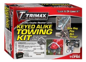 trimax tcp50 trailer lock combo pack (keyed alike), black