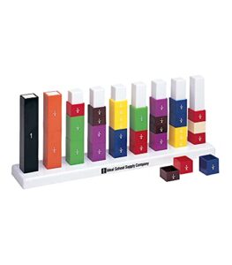 ideal school supply carson dellosa fraction stax math manipulative—51 colorful, stackable math cubes, one whole—twelfth fractions, 9-peg base, hands-on fractions manipulatives (52 pc)
