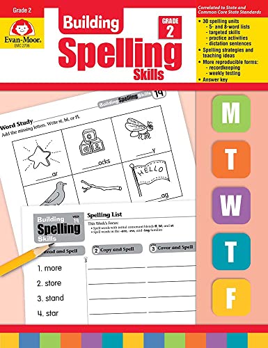 Evan-Moor Building Spelling Skills, Grade 2 - Homeschooling & Classroom Resource Workbook, Reproducible Worksheets, Teaching Edition, Spelling Strategies, Reading and Writing Skills
