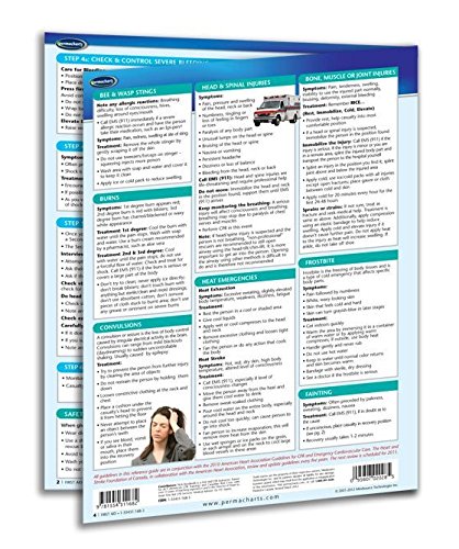 First Aid Chart - 4-page, laminated 8.5" x 11" Medical Quick Reference Guide