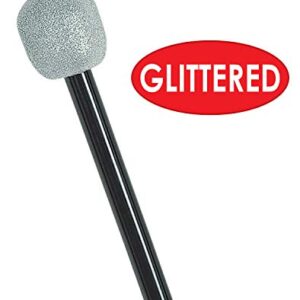 Glittered Microphone (silver & black) Party Accessory (1 count) (1/Pkg)