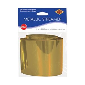 Beistle (Gold) Gleam 'N Streamer Metallized Streamer, 2-Inch by 200-Feet