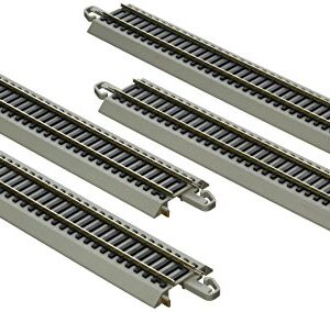 Bachmann Trains E-Z TRACK REVERSING 9" STRAIGHT (4/card) - NICKEL SILVER Rail With Grey Roadbed - HO Scale