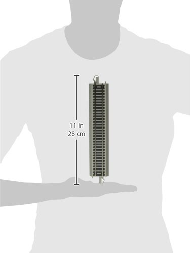 Bachmann Trains E-Z TRACK REVERSING 9" STRAIGHT (4/card) - NICKEL SILVER Rail With Grey Roadbed - HO Scale