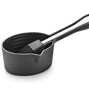 Outset Q173 Cast Iron Sauce Pot with Brush, 1 EA, Black