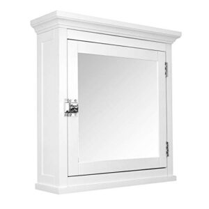 Elegant Home Fashions Madison Removable Wooden Medicine Cabinet with Mirrored Door, White