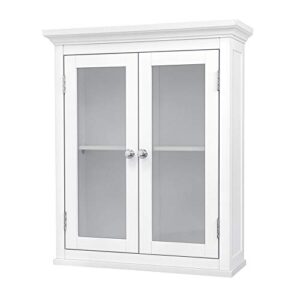 elegant home fashions madison removable wooden wall cabinet with 2 doors, white