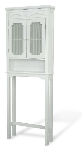 Elegant Home Fashions Lisbon Wooden Space Saver with Drapery-Lined Doors, White