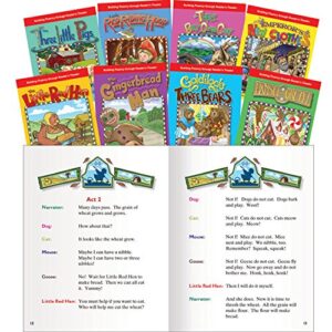 teacher created materials – reader’s theater: folk & fairy tales english – 8 book set – grades k-1 – guided reading level e – j